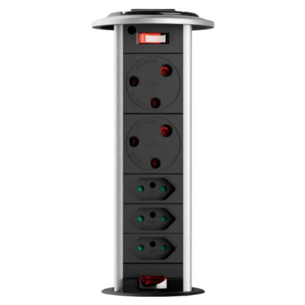 POWERDOCK BLK/SIL SOCK 6W RETRACT.3X3P 3X2P