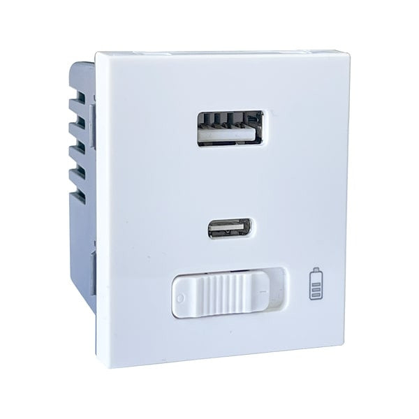 MATRIX DUAL USB A+C FAST CHARGE MOD. WHT