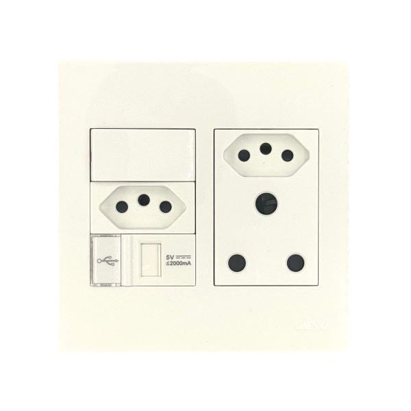 MATRIX (PRE-WIRED)16A SSO+ 1USB+2EURO 4X4 WHT