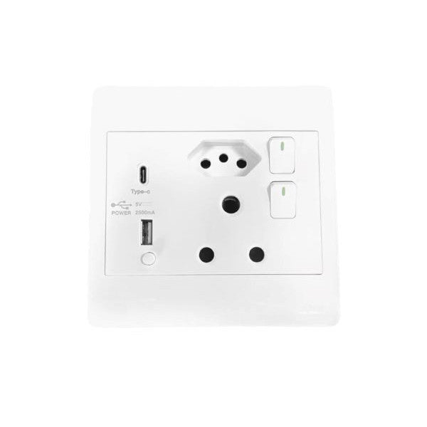 SYNERJI 4X4 16A SW.SOCK.+ 1X3 PIN EURO+ 2USB
