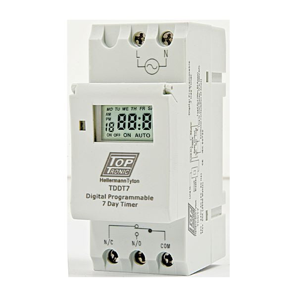 TIMER DIGITAL 7DAY 20A DIN RAIL MOUNT