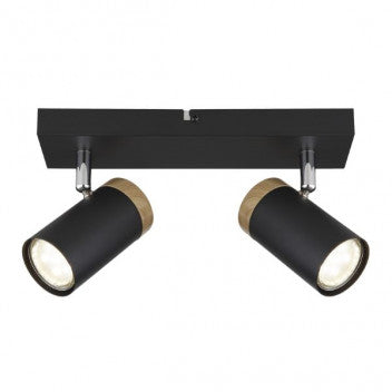 S412/2 2LIGHT SPOT 2XGU10 BLACK / WOOD FINISH