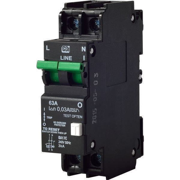 CBI 63A 1PH 6KA EARTH LEAKAGE (+ O/LOAD) QF17A