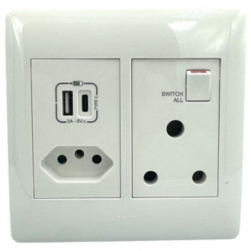 YSALIS  4X4 16A 1X EURO+2xUSB  MONOBLOCK  WHT